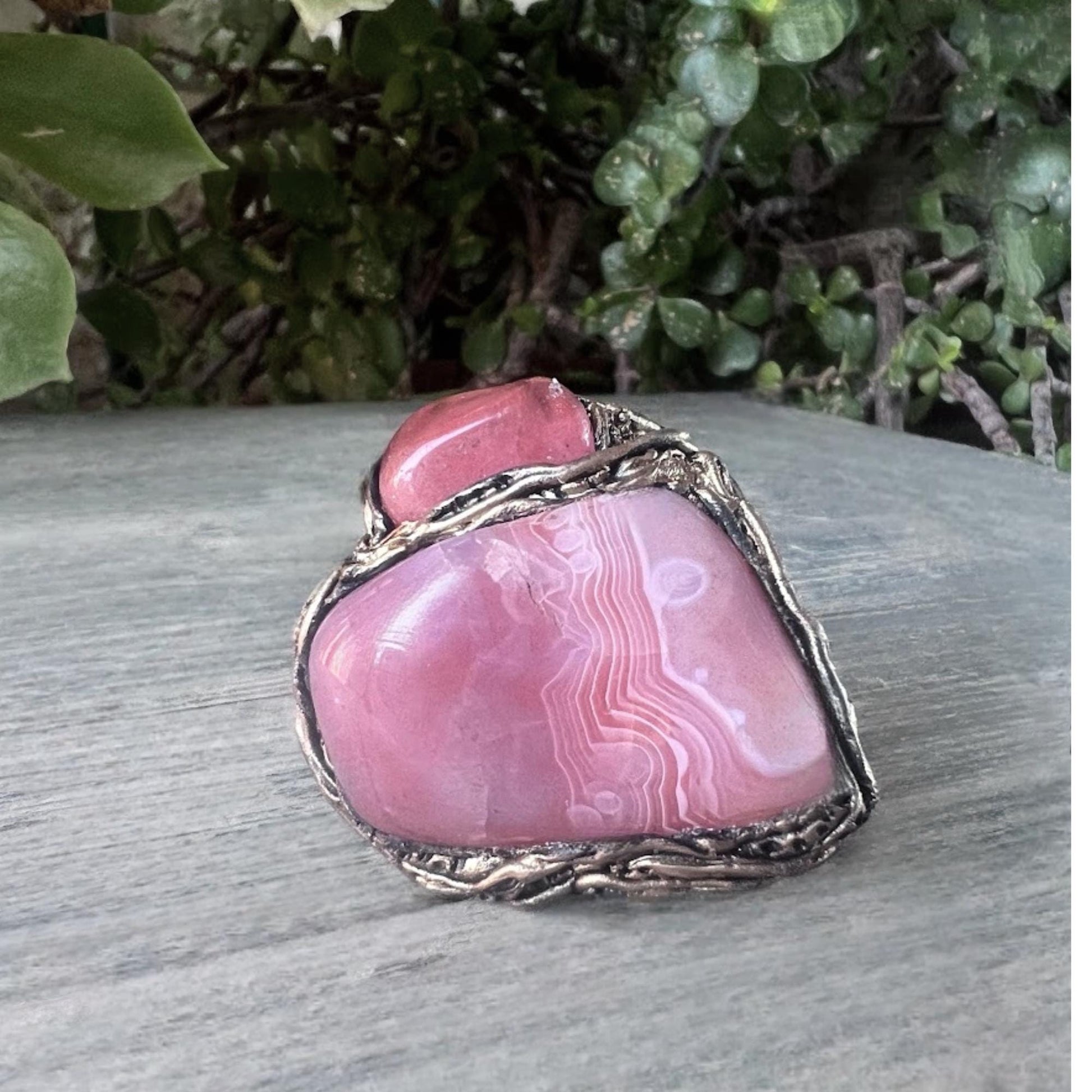 Agate and Quartz Pink Crystal Clip On - Semi-Precious Stone Earrings
