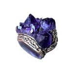 Raw Amethyst druzy cluster geode ring large stone cocktail ring