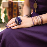 Raw Amethyst druzy cluster geode ring large stone cocktail ring