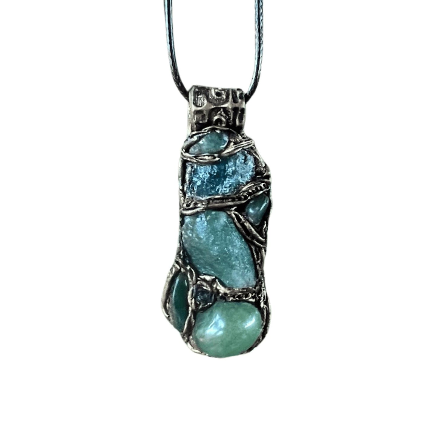Raw Emerald Aventurine Pendant Necklace -  Green Crystal Amulet