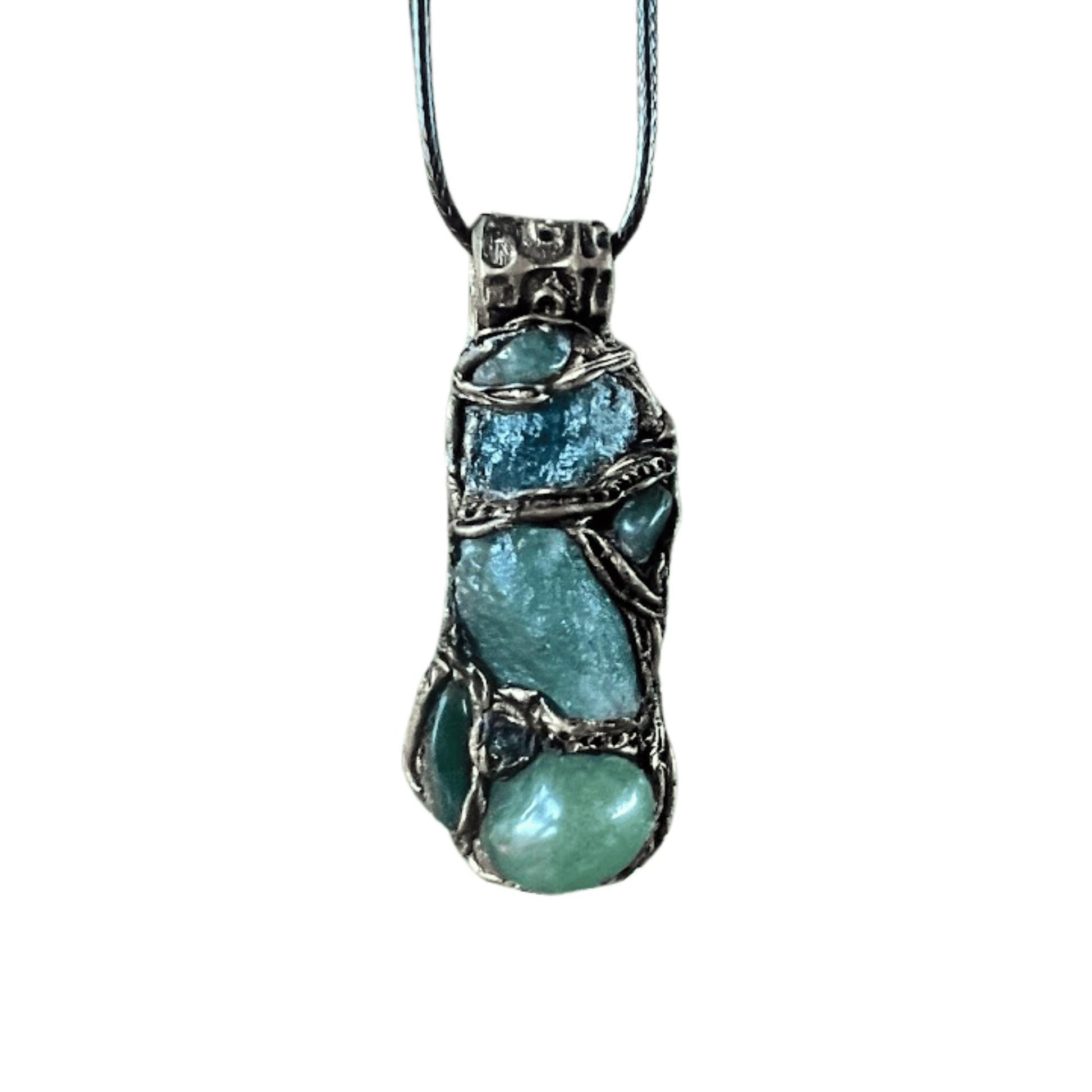 Raw Emerald Aventurine Pendant Necklace -  Green Crystal Amulet