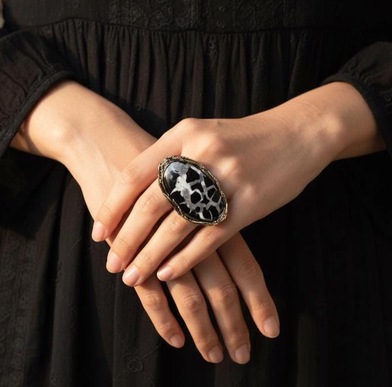 Obsidian and Septarian Empath Protection Amulet Necklace