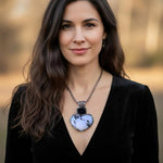 Moonstone and Tourmaline Heart Necklace  Large Statement Pendant -  Empath Protection Crystal Amulet