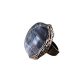 Oversized Labradorite Ring -  Chunky Rainbow Flash Statement Cocktail Ring