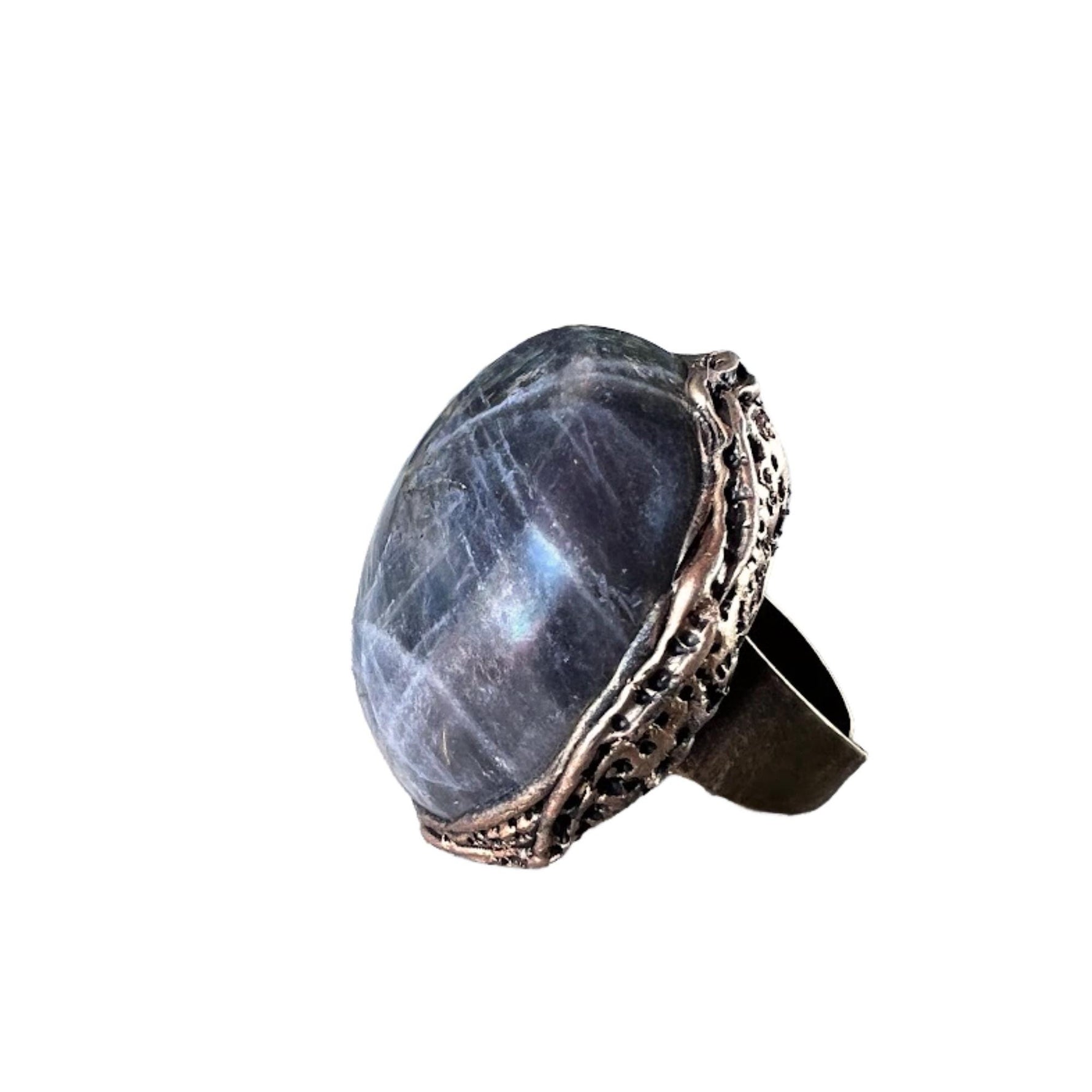 Oversized Labradorite Ring -  Chunky Rainbow Flash Statement Cocktail Ring