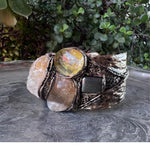 Citrine Crystal Chunky Cuff Bracelet with Pyrite and Sunstone - Statement Gemstone Jewelry