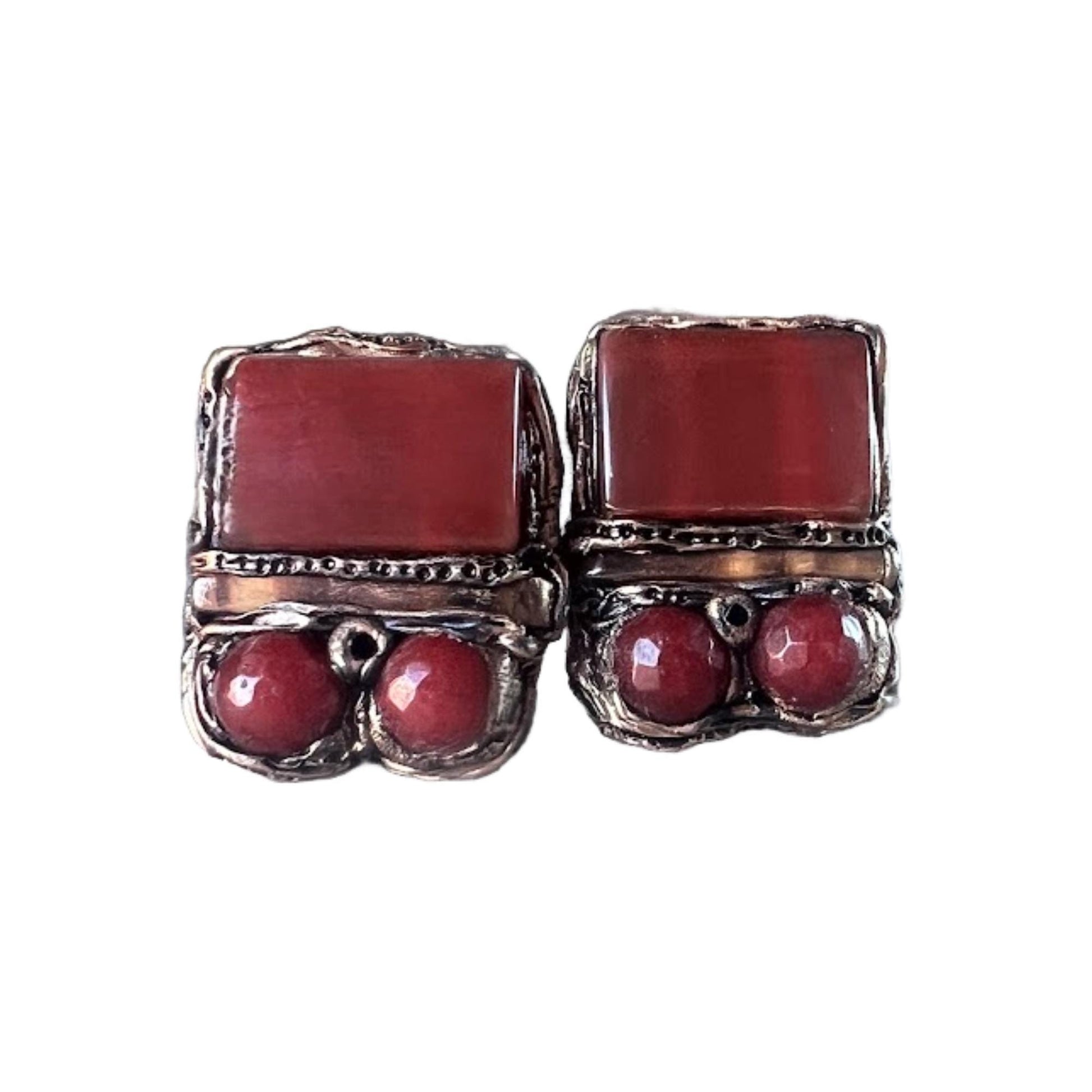 Carnelian Statement Modern Clip-On Earrings