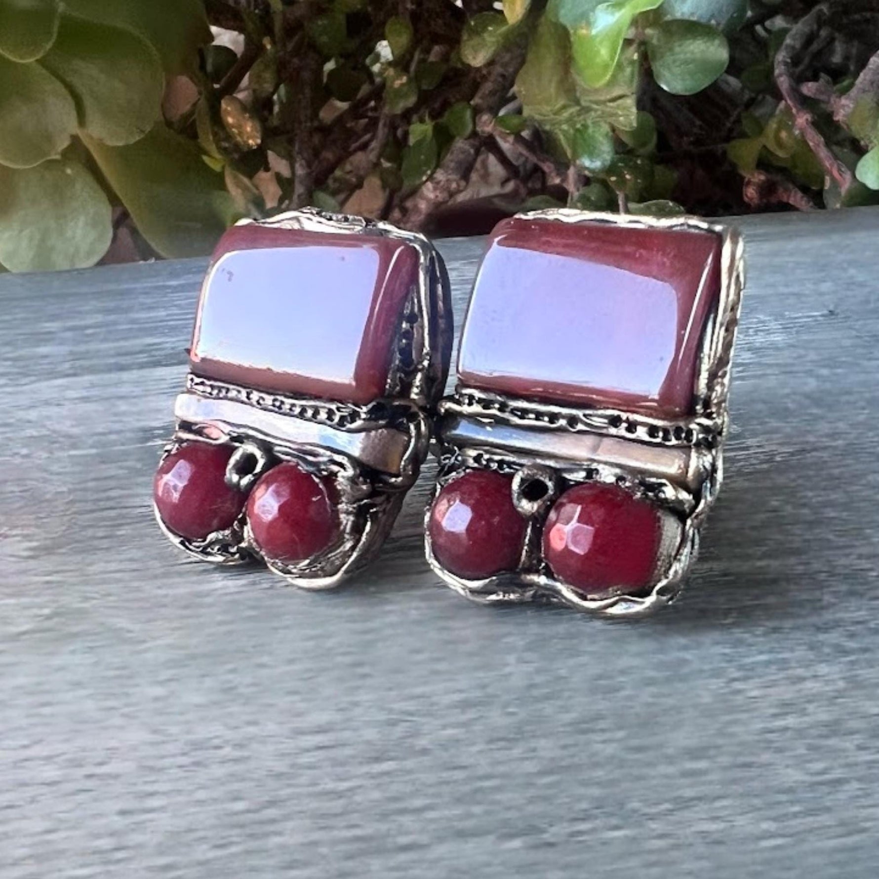Carnelian Statement Modern Clip-On Earrings