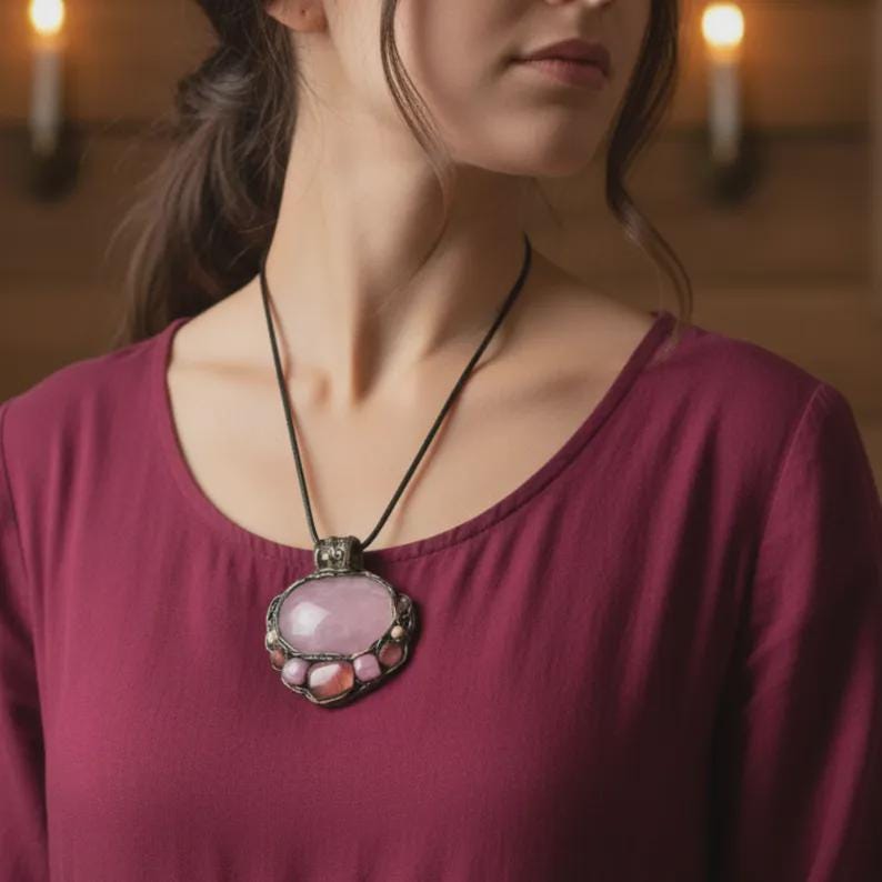 Rose Quartz and Pearl Statement Ring -  Chunky Pink Stone Cocktail Ring