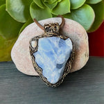 Raw Blue Calcite Crystal Pendant Necklace - Healing Stone Jewelry