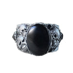 Gothic Skull Wide Cuff Onyx Bracelet -  Unique Gothic Wedding Jewelry