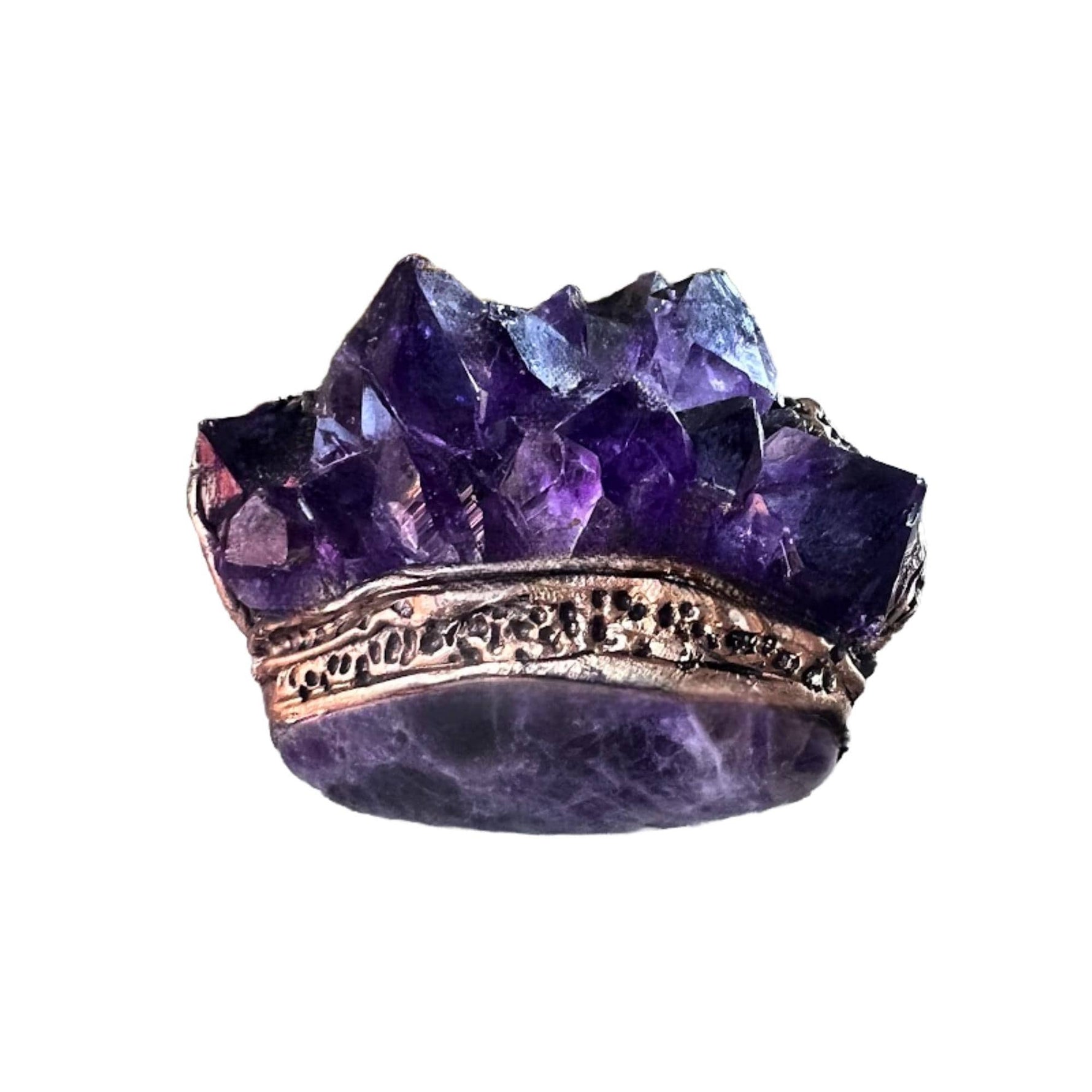 Raw Amethyst druzy cluster geode ring large stone cocktail ring