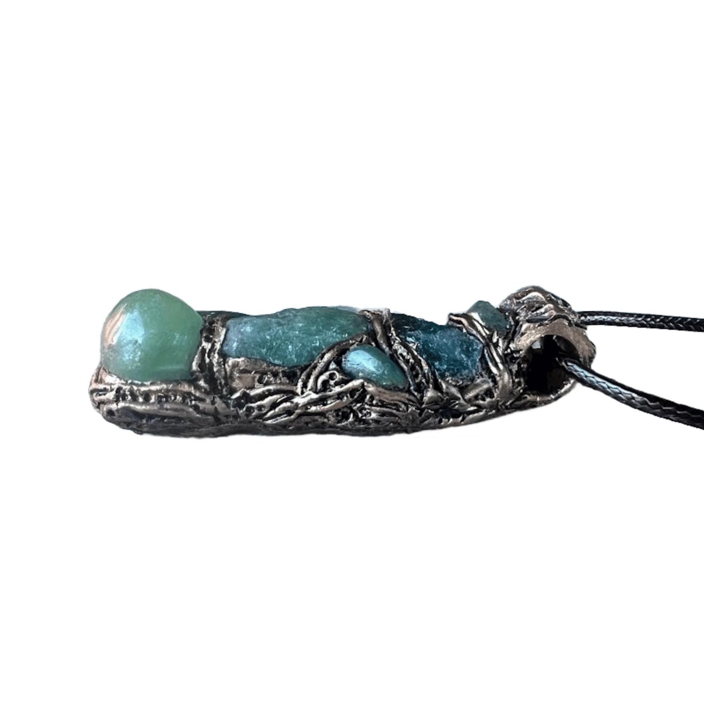 Raw Emerald Aventurine Pendant Necklace -  Green Crystal Amulet