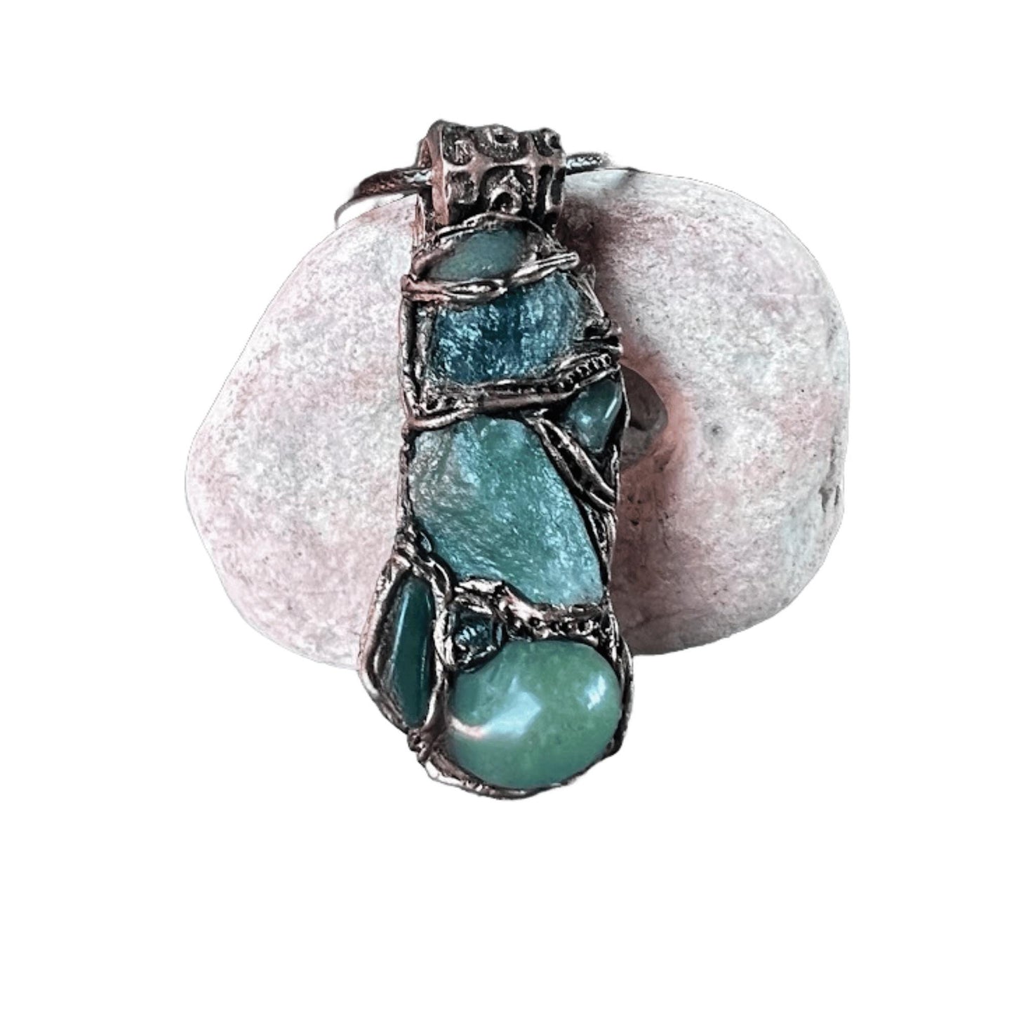 Raw Emerald Aventurine Pendant Necklace -  Green Crystal Amulet