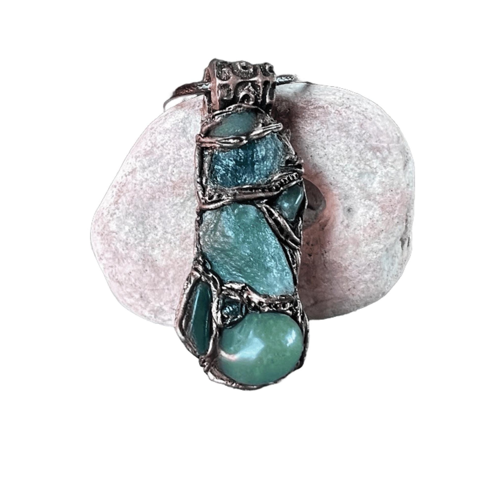 Raw Emerald Aventurine Pendant Necklace -  Green Crystal Amulet