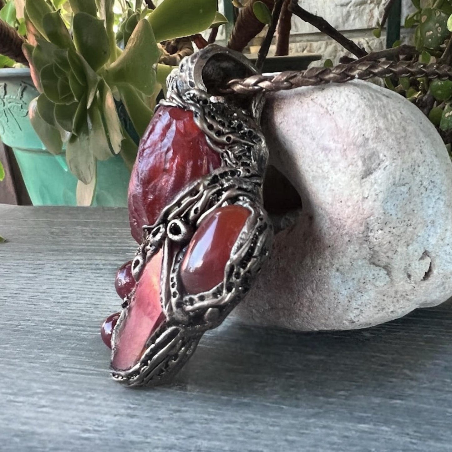 Carnelian Crystal Amulet Pendant Necklace -  Vitality and Desire Energy Stone