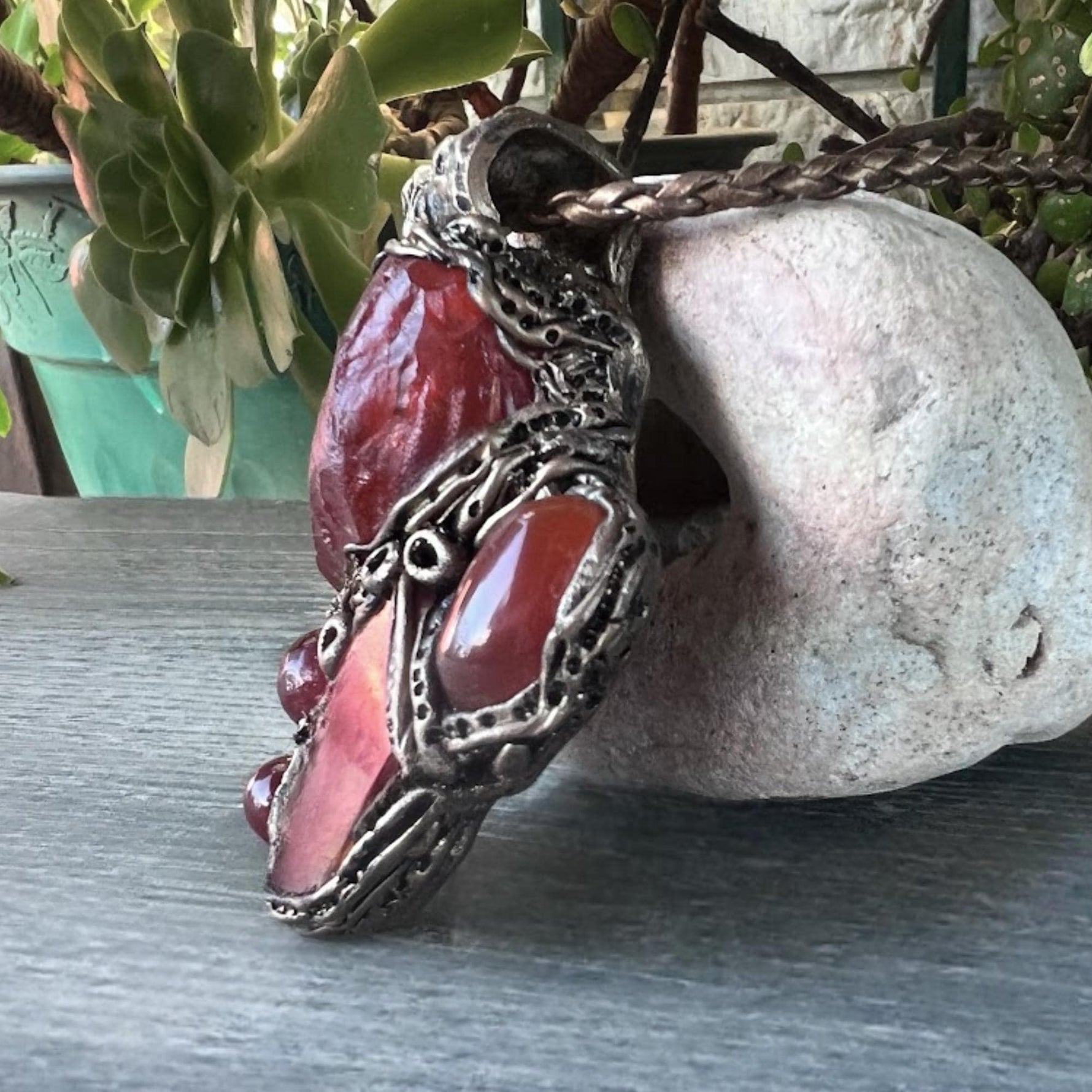 Carnelian Crystal Amulet Pendant Necklace -  Vitality and Desire Energy Stone