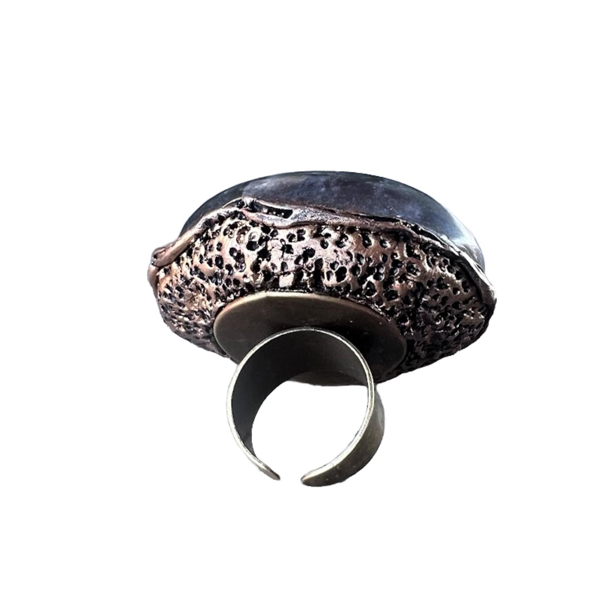 Oversized Labradorite Ring -  Chunky Rainbow Flash Statement Cocktail Ring
