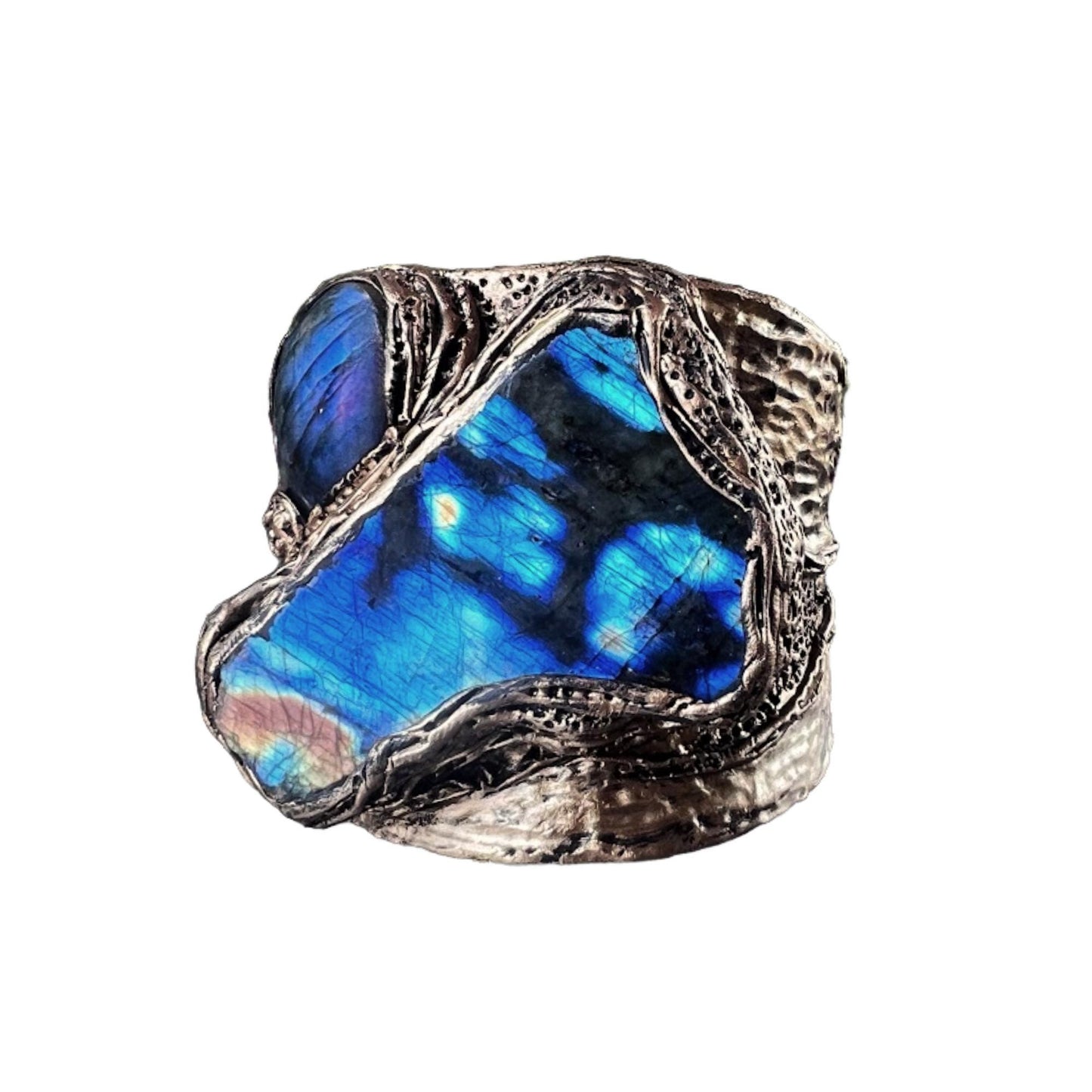 Blue Labradorite Chunky Cuff Bracelet -  Unique Statement Bracelet