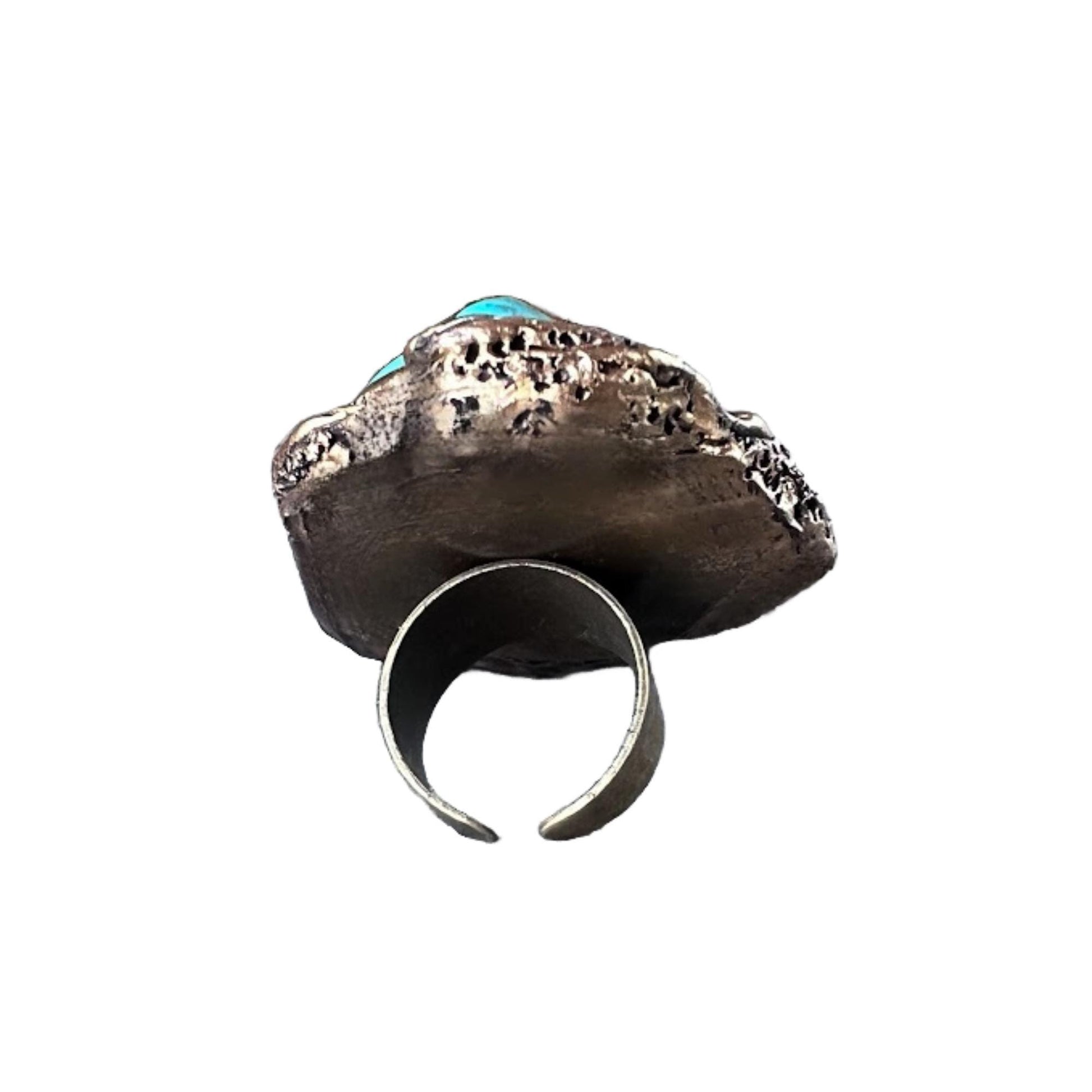 Turquoise Chalcedony and Pearl Cluster Chunky Ring -  Oversized Modern Cocktail Ring