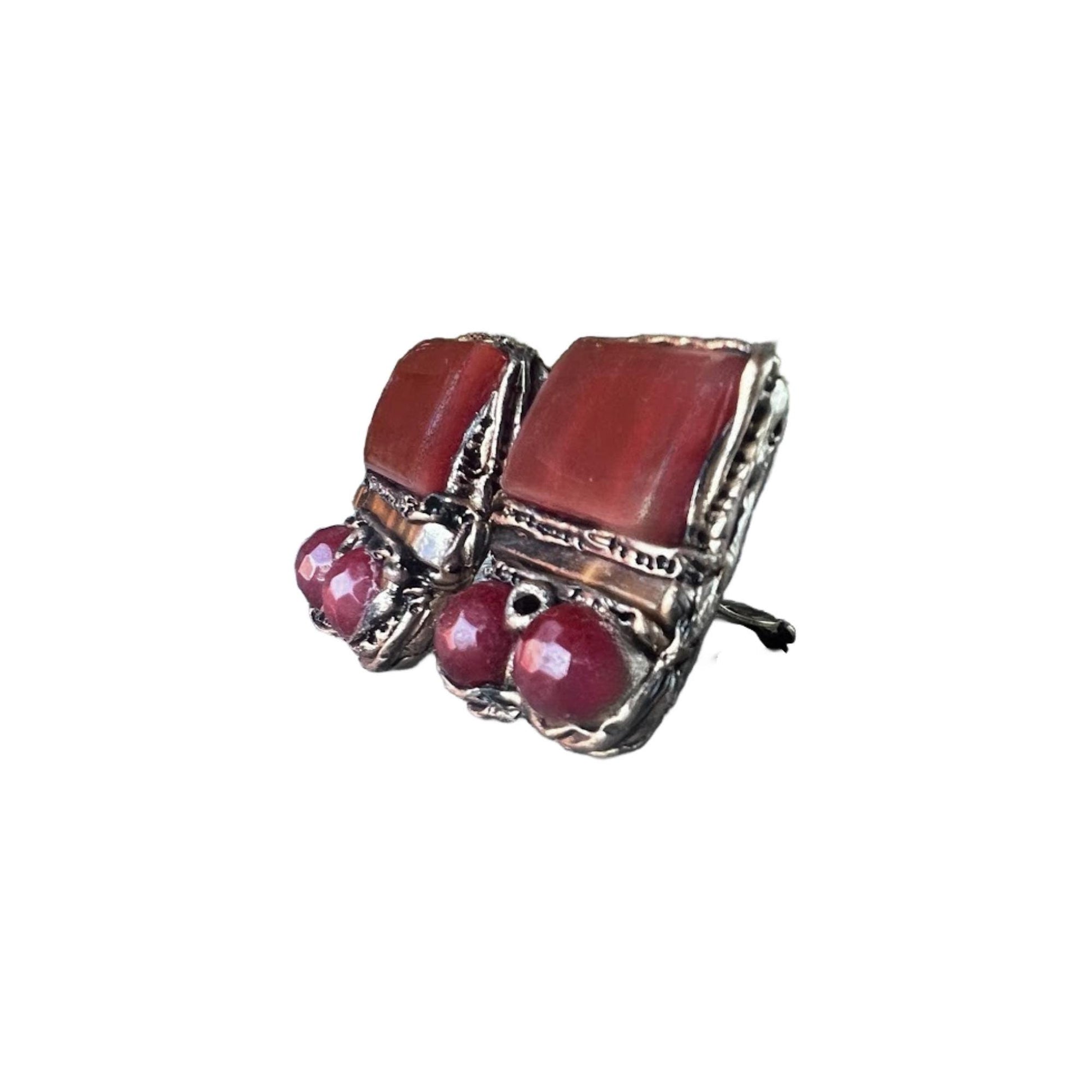 Carnelian Statement Modern Clip-On Earrings