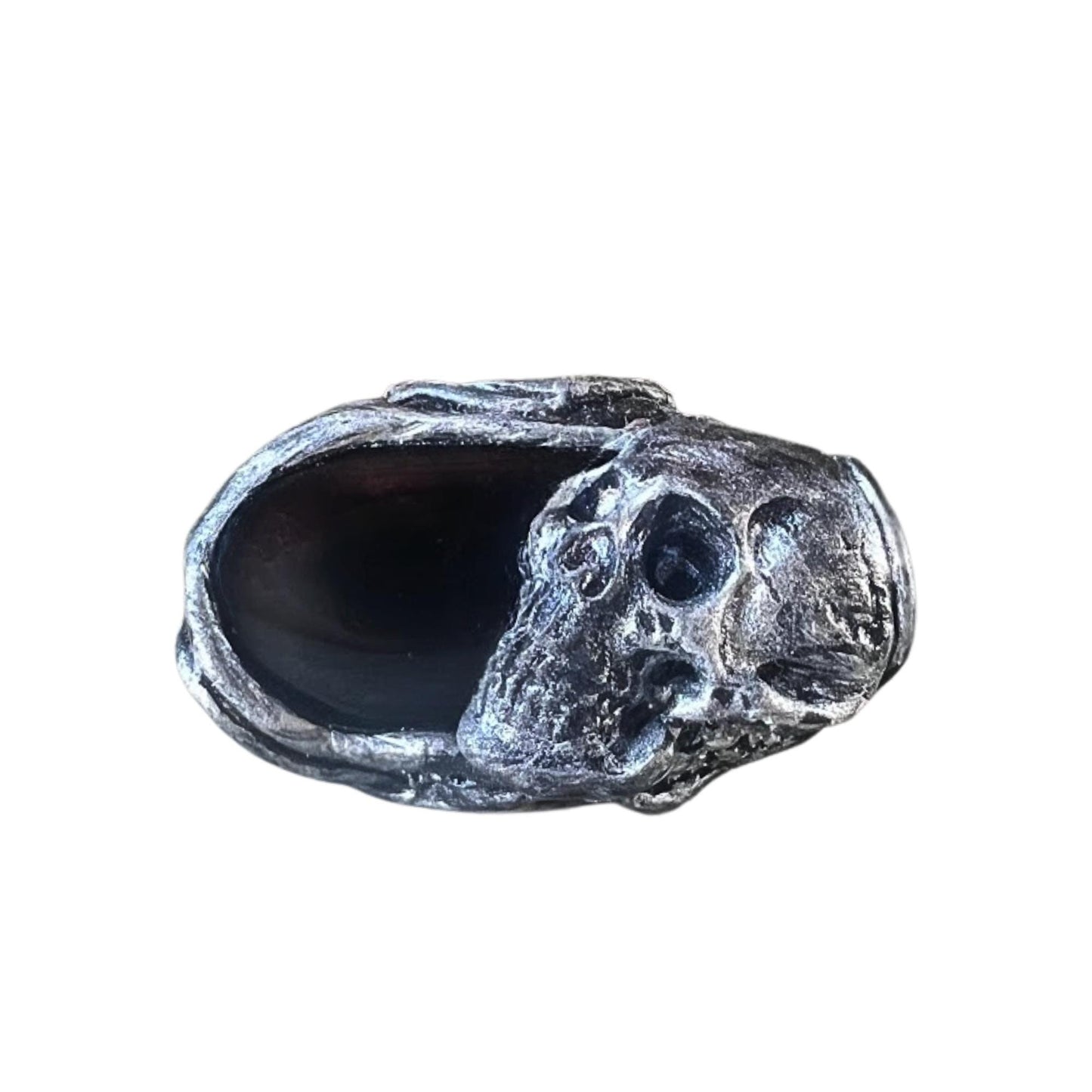 Black Onyx Skull Ring -  Gothic Sculptural Statement Ring for Women