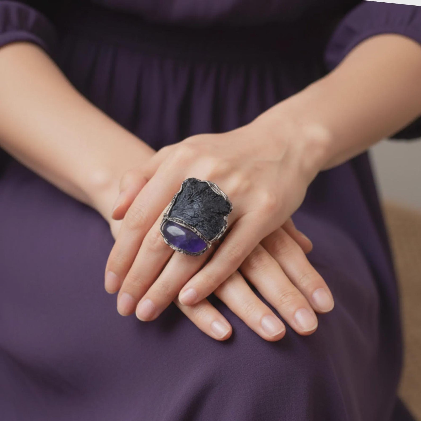 Shungite Kyanite Amethyst Pendant Necklace -  Protection Crystal Amulet
