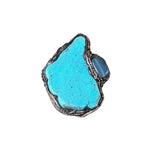 Turquoise Howlite and Chalcedony Large Statement Ring Oversized Cocktail Ring