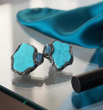 Turquoise Howlite and Chalcedony Large Statement Ring Oversized Cocktail Ring