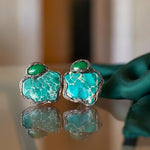 Ocean Jasper and Jadeite Oversized Ring -  Green Chunky Cocktail Ring