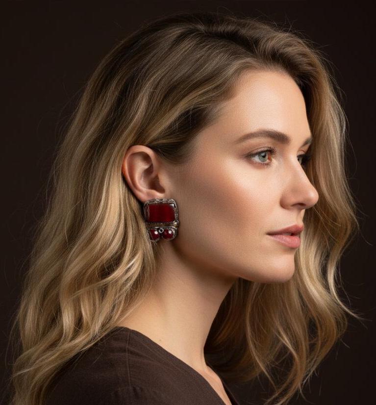 Chunky Carnelian Stone Ring - Bold Statement Cocktail Jewelry