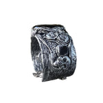 Gothic Skull Wide Cuff Onyx Bracelet -  Unique Gothic Wedding Jewelry