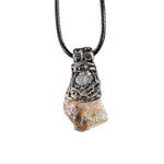 Citrine and Pyrite Pendant Necklace -  Good Luck Raw Crystal Amulet