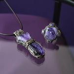 Oversized Charoite Ring -  Large Purple Stone Statement Cocktail Ring