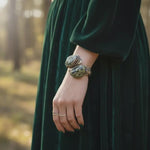 Chunky Green Stone Ring -  Serpentine Fluorite and Aventurine Oversized Cocktail Ring