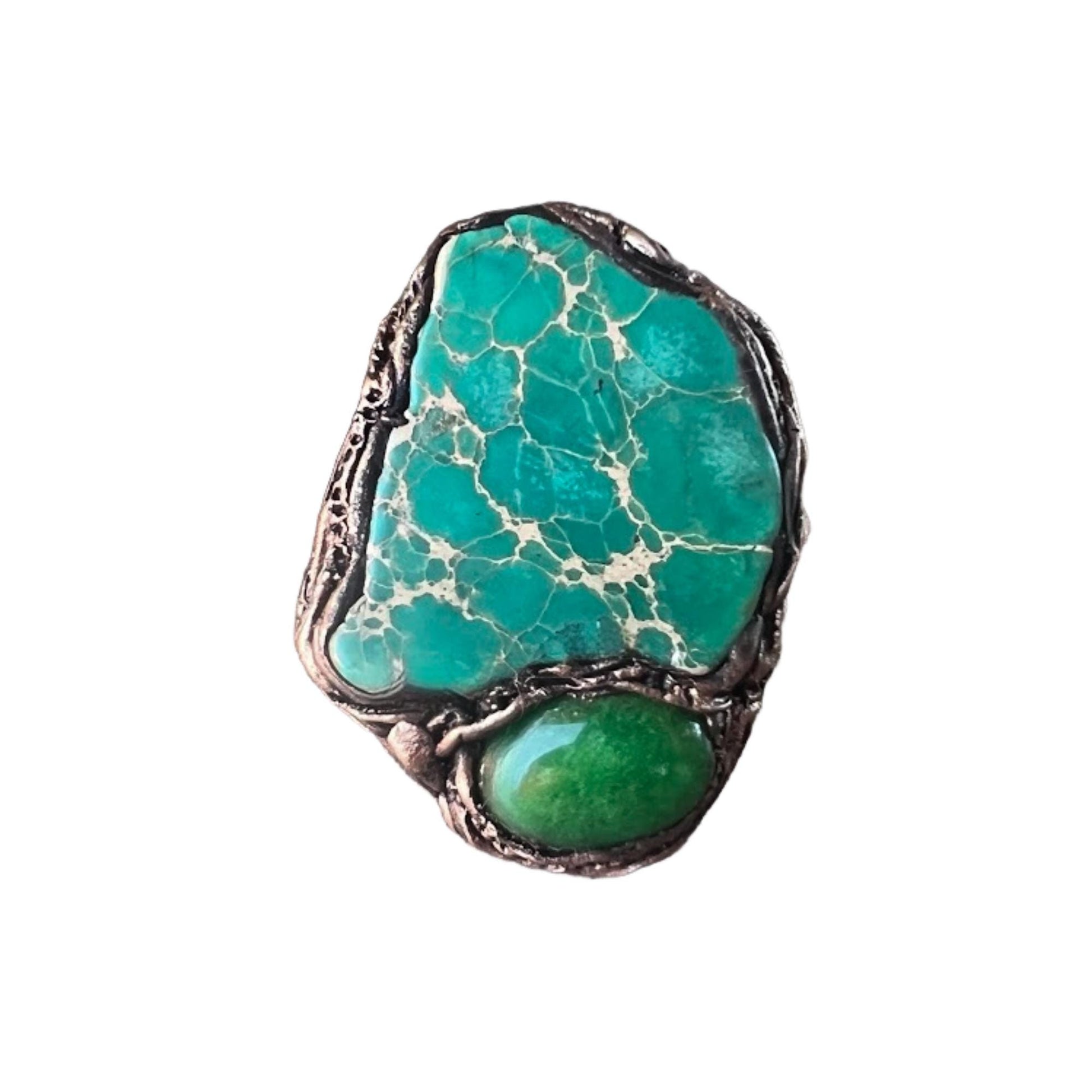 Ocean Jasper and Jadeite Oversized Ring -  Green Chunky Cocktail Ring