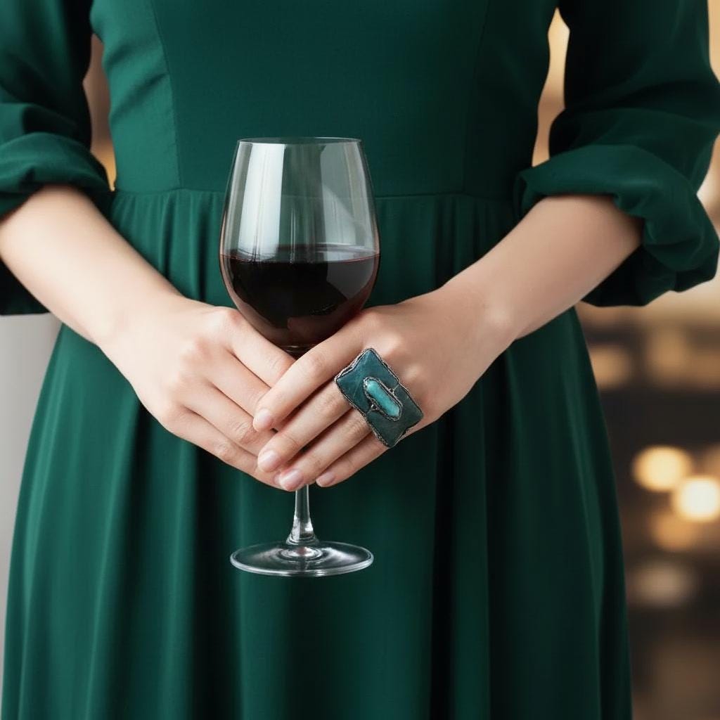 Chunky Jade Green Stone Ring - Contemporary Oversized Cocktail Jewelry