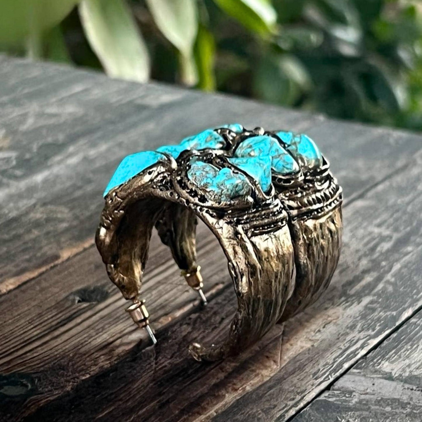 Bold Turquoise Chunky Hoop Earrings