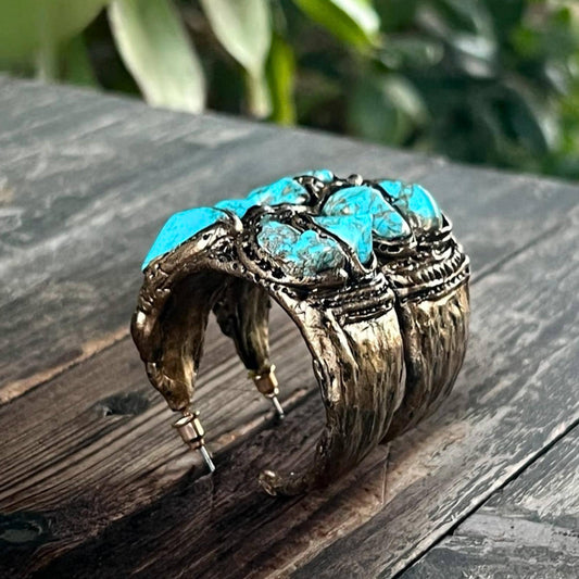 Bold Turquoise Chunky Hoop Earrings