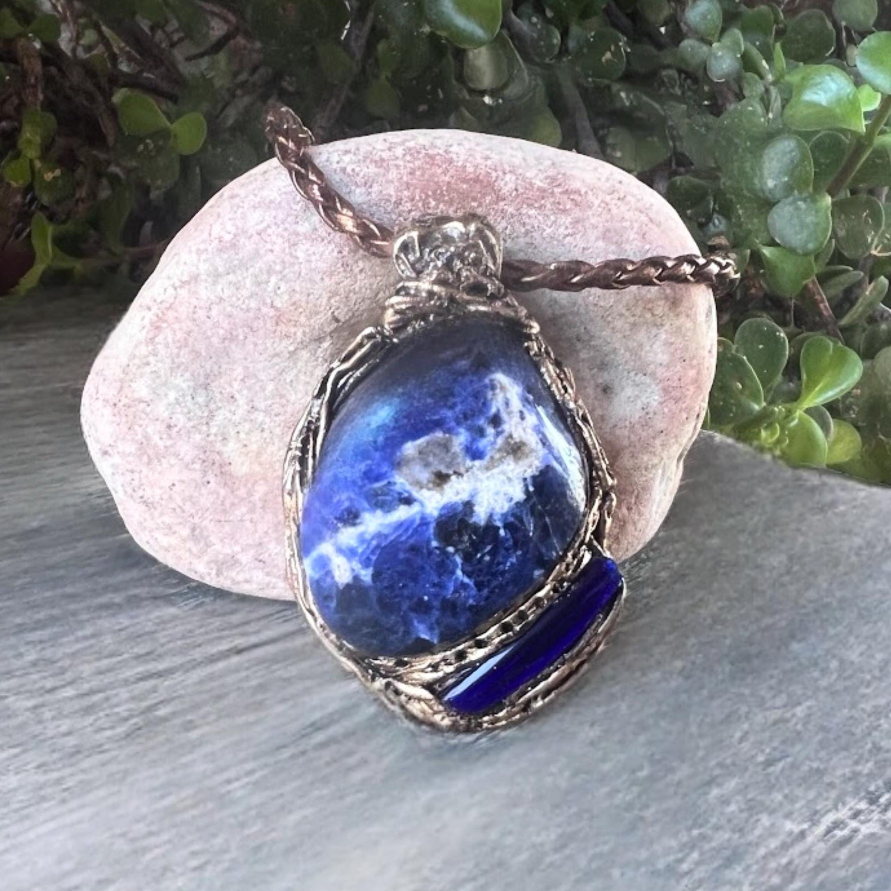 Blue Sodalite Pendant Necklace -  Intuition and Clarity Crystal Amulet