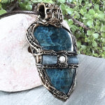 Blue Apatite and Aquamarine Pendant Necklace | Healing Crystal Amulet