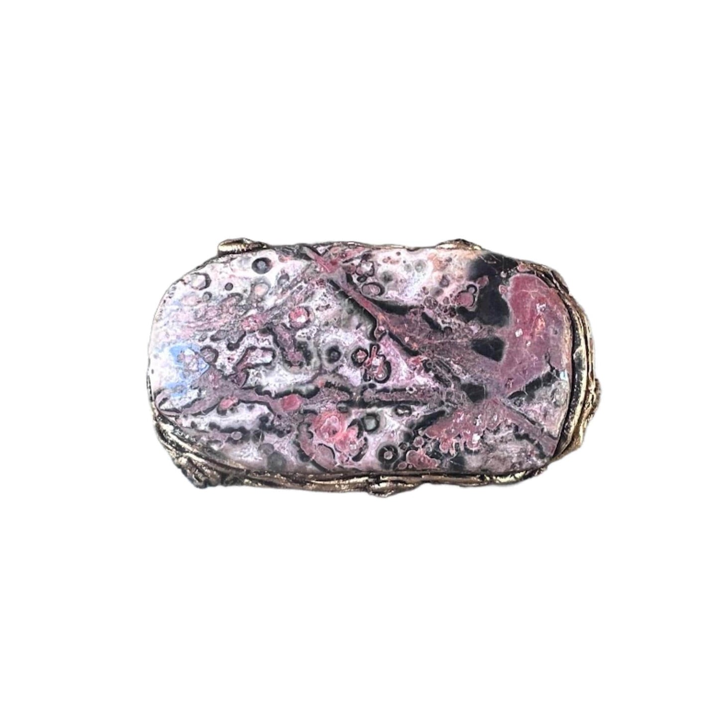 Leopard Skin Jasper Chunky Ring -  Oversized Pink Stone Cocktail Ring