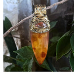Carnelian Pendant Crystal Point Amulet Necklace