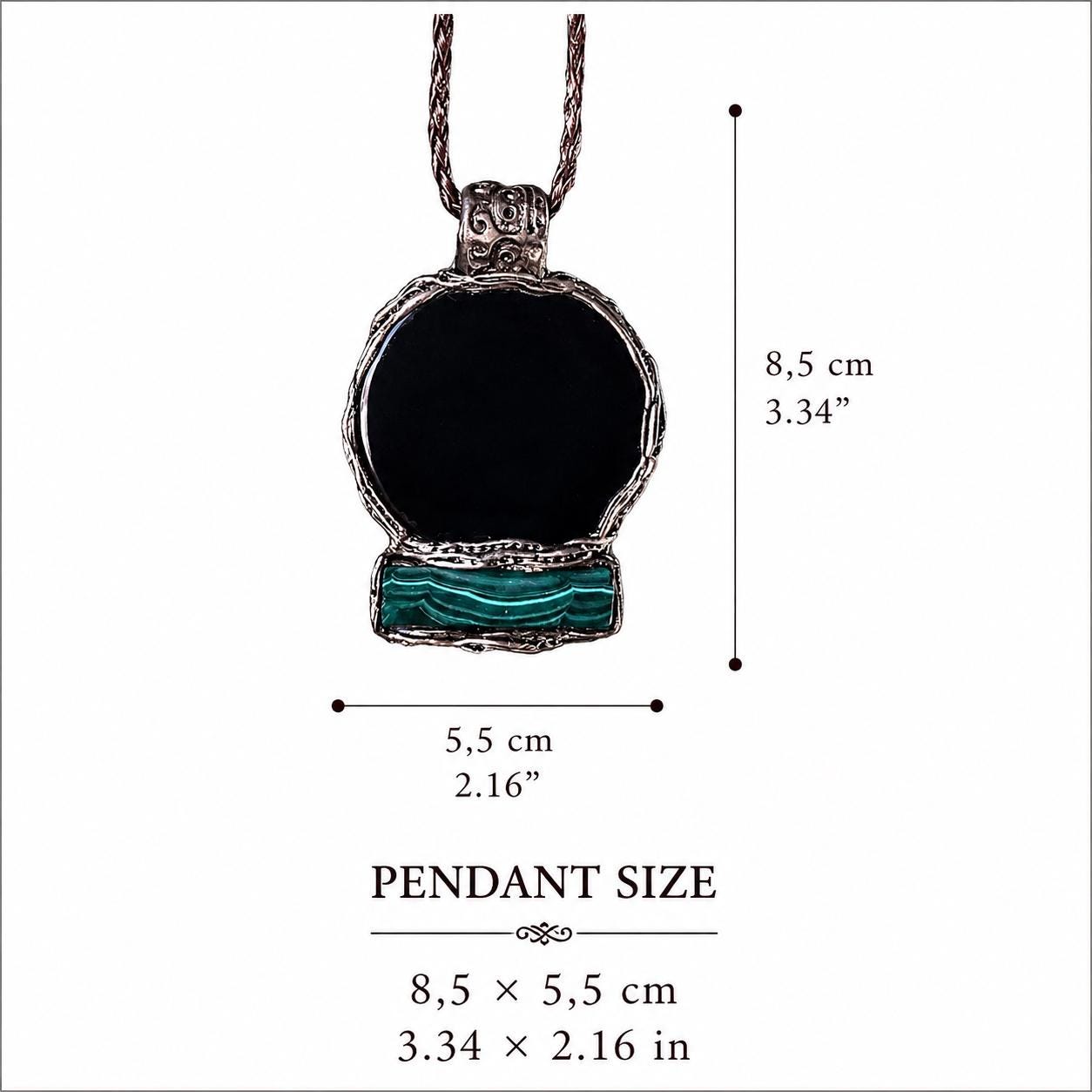 Empath Protection Amulet Necklace with Obsidian and Malachite