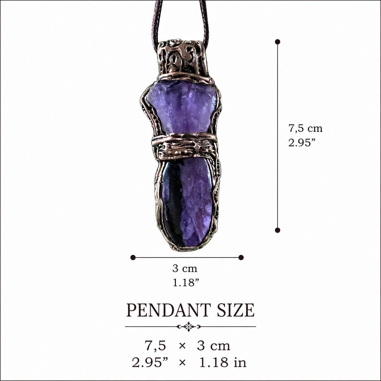 Amethyst Charoite Crystal Necklace - Purple Gemstone Pendant
