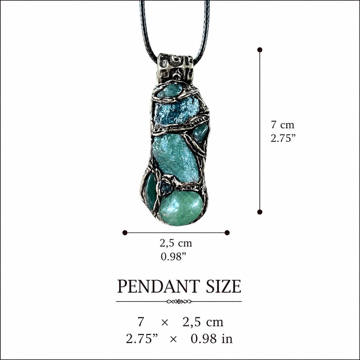 Raw Emerald Aventurine Pendant Necklace -  Green Crystal Amulet