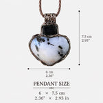 Moonstone and Tourmaline Heart Necklace  Large Statement Pendant -  Empath Protection Crystal Amulet
