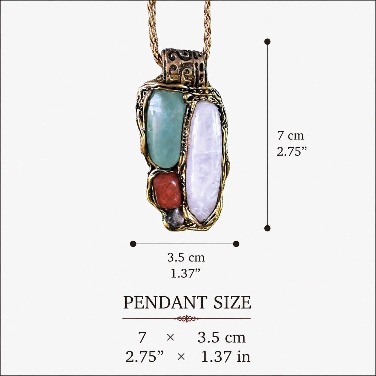 Rose Quartz Cherry Quartz Onyx Pendant Necklace Pink Green Crystal Amulet