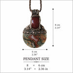 Red Moss Agate and Carnelian Pendant Necklace -  Unique Crystal Amulet