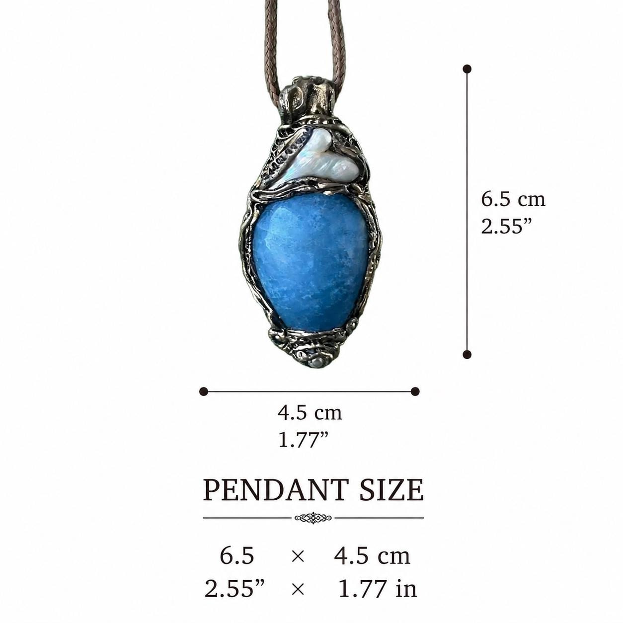 Aquamarine and Pearl Teardrop Pendant Necklace -  Healing Crystal Amulet